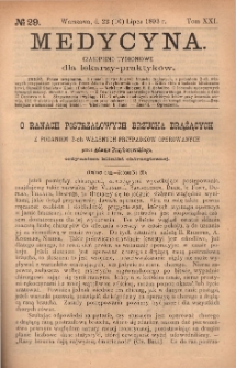 Medycyna : czasopismo tygodniowe dla lekarzy praktyków 1893, T. XXI, nr 29