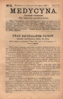 Medycyna : czasopismo tygodniowe dla lekarzy praktyków 1893, T. XXI, nr 31
