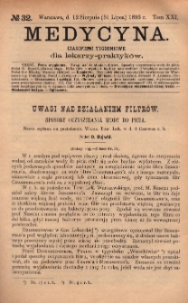 Medycyna : czasopismo tygodniowe dla lekarzy praktyków 1893, T. XXI, nr 32
