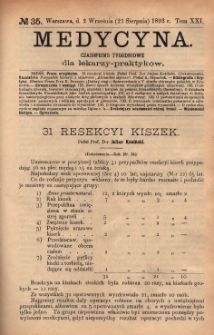 Medycyna : czasopismo tygodniowe dla lekarzy praktyków 1893, T. XXI, nr 35