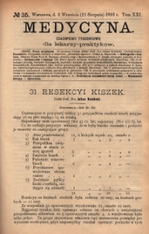 Medycyna : czasopismo tygodniowe dla lekarzy praktyków 1893, T. XXI, nr 35