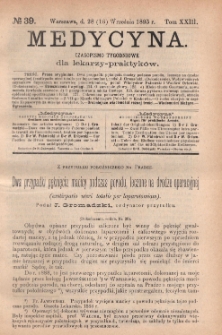 Medycyna : czasopismo tygodniowe dla lekarzy praktyków 1895, T. XXIII, nr 39