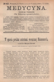 Medycyna : czasopismo tygodniowe dla lekarzy praktyków 1895, T. XXIII, nr 40