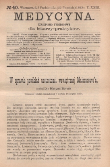 Medycyna : czasopismo tygodniowe dla lekarzy praktyków 1895, T. XXIII, nr 40