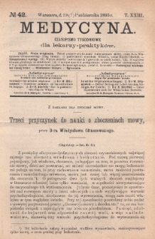 Medycyna : czasopismo tygodniowe dla lekarzy praktyków 1895, T. XXIII, nr 42