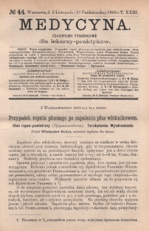 Medycyna : czasopismo tygodniowe dla lekarzy praktyków 1895, T. XXIII, nr 44