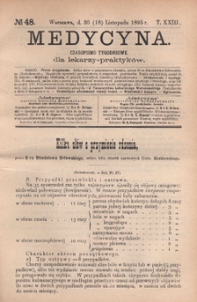 Medycyna : czasopismo tygodniowe dla lekarzy praktyków 1895, T. XXIII, nr 48