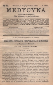 Medycyna : czasopismo tygodniowe dla lekarzy praktyków 1895, T. XXIII, nr 51