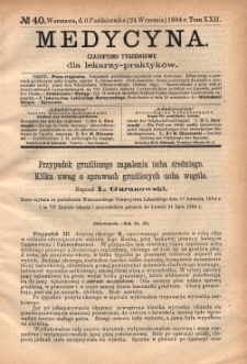 Medycyna : czasopismo tygodniowe dla lekarzy praktyków 1894, T. XXII, nr 40