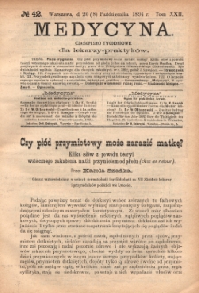 Medycyna : czasopismo tygodniowe dla lekarzy praktyków 1894, T. XXII, nr 42