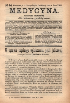 Medycyna : czasopismo tygodniowe dla lekarzy praktyków 1894, T. XXII, nr 44