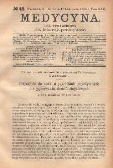 Medycyna : czasopismo tygodniowe dla lekarzy praktyków 1894, T. XXII, nr 48