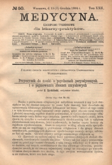 Medycyna : czasopismo tygodniowe dla lekarzy praktyków 1894, T. XXII, nr 50