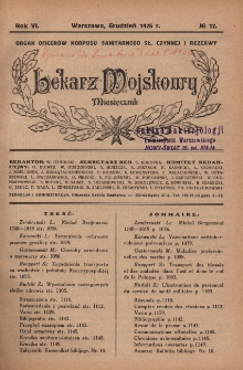 Lekarz wojskowy: miesięcznik organ oficerów korpusu sanitarnego sł. czynnej i rezerwy 1925, R. VI, nr 12