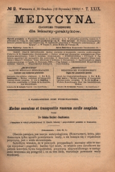 Medycyna : czasopismo tygodniowe dla lekarzy praktyków 1901, T. XXIX, nr 2