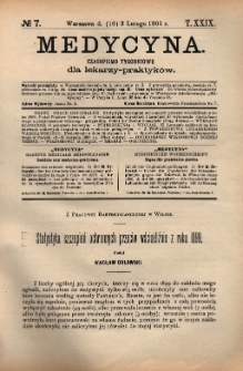 Medycyna : czasopismo tygodniowe dla lekarzy praktyków 1901, T. XXIX, nr 7