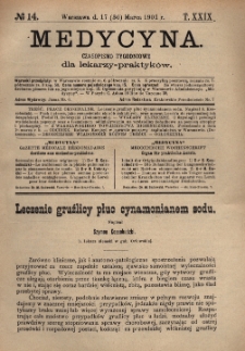 Medycyna : czasopismo tygodniowe dla lekarzy praktyków 1901, T. XXIX, nr 14