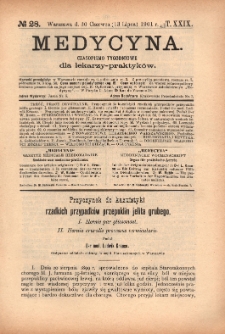 Medycyna : czasopismo tygodniowe dla lekarzy praktyków 1901, T. XXIX, nr 28