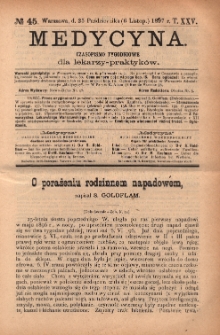 Medycyna : czasopismo tygodniowe dla lekarzy praktyków 1897, T.XXV, nr 45