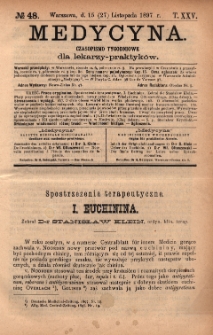 Medycyna : czasopismo tygodniowe dla lekarzy praktyków 1897, T.XXV, nr 48