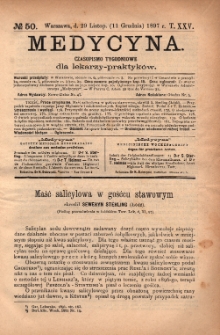 Medycyna : czasopismo tygodniowe dla lekarzy praktyków 1897, T.XXV, nr 50
