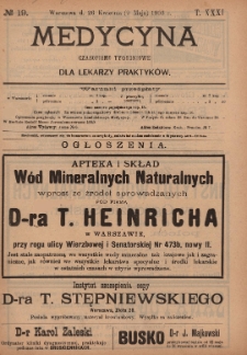 Medycyna : czasopismo tygodniowe dla lekarzy praktyków 1903, T.XXXI, nr 19