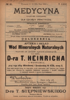 Medycyna : czasopismo tygodniowe dla lekarzy praktyków 1903, T.XXXI, nr 21