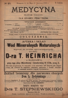 Medycyna : czasopismo tygodniowe dla lekarzy praktyków 1903, T.XXXI, nr 23