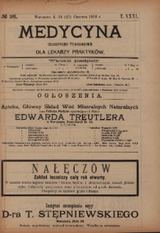 Medycyna : czasopismo tygodniowe dla lekarzy praktyków 1903, T.XXXI, nr 26