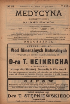 Medycyna : czasopismo tygodniowe dla lekarzy praktyków 1903, T.XXXI, nr 27