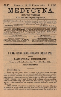 Medycyna : czasopismo tygodniowe dla lekarzy praktyków 1898, T. XXVI, nr 17