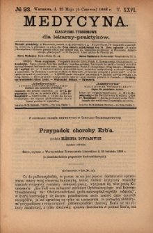 Medycyna : czasopismo tygodniowe dla lekarzy praktyków 1898, T. XXVI, nr 23