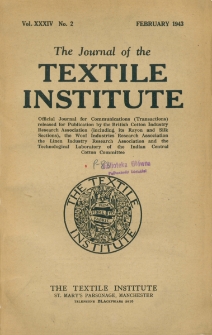 The Journal of the Textile Institute Vol. XXXIV No.2 (1943)