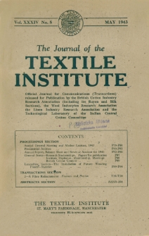 The Journal of the Textile Institute Vol. XXXIV No.5 (1943)