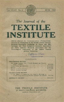 The Journal of the Textile Institute Vol. XXXIV No.6 (1943)