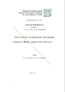 Od archiwum do ekspresji: asocjacyjny montaż w filmie "Solaris Mon Amour"