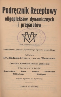 Podręcznik receptowy oligopleks&oacute;w dynamicznych i preparat&oacute;w