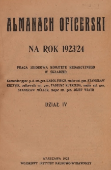 Almanach oficerski na rok 1923/24; Dział IV