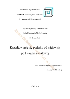 Kształtowanie się podatku od widowisk po I wojnie światowej