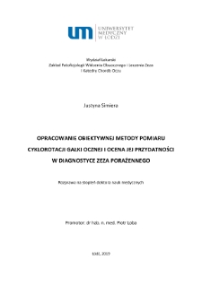 Opracowane obiektywnej metody pomiaru cyklorotacji gałki ocznej i ocena jej przydatności w diagnostyce zeza porażennego
