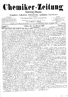 Chemiker-Zeitung Jg. 10 Nr. 7 (1886)