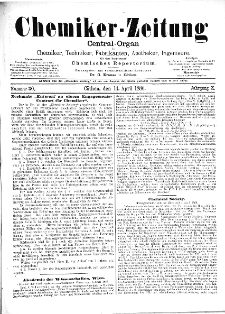 Chemiker-Zeitung Jg. 10 Nr. 30 (1886)