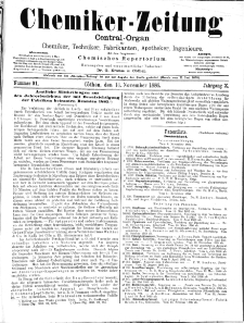 Chemiker-Zeitung Jg. 10 Nr. 91 (1886)
