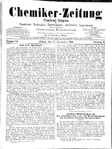 Chemiker-Zeitung Jg. 10 Nr. 92 (1886)