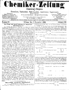 Chemiker Zeitung: Chemisches Repertorium Jg. 12 Nr. 97 (1888)