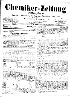 Chemiker Zeitung Jg. 12 Nr. 27 (1888)