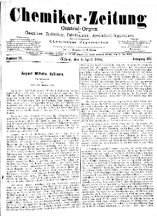 Chemiker Zeitung Jg. 12 Nr. 29 (1888)