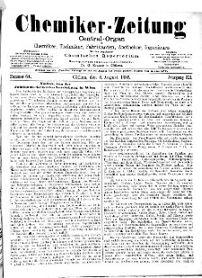 Chemiker Zeitung Jg. 12 Nr. 64 (1888)