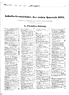 Inhalts. Verzeichniss des ersten Quartals (1888)