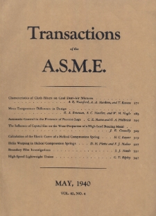 Transactions of the American Society of Mechanical Engineers vol. 62 no. 4 (1940)
